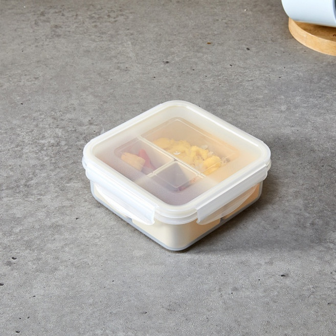 모던하우스 뉴프레쉬락 칸칸이 3칸나눔찬통570ML_옐로, 1개