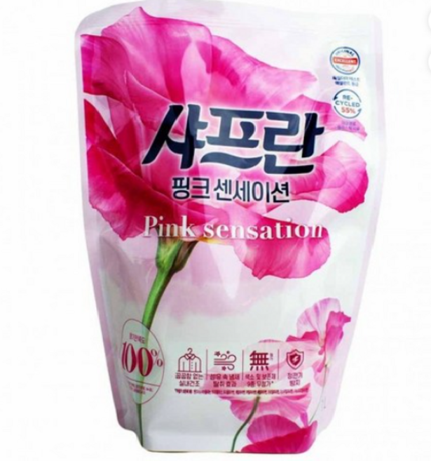 샤프란 시어버터 섬유유연제 핑크 센세이션 로즈 리필형, 1L, 5세트