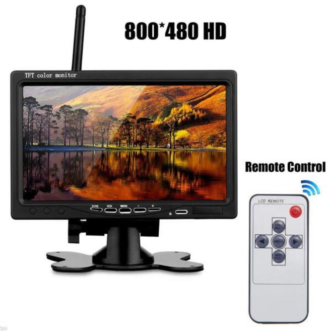 무선 LCD 차량 백업 후방 카메라 모니터 트럭 버스 RV 굴삭기용 충전기 7 인치 HD, 한개옵션1