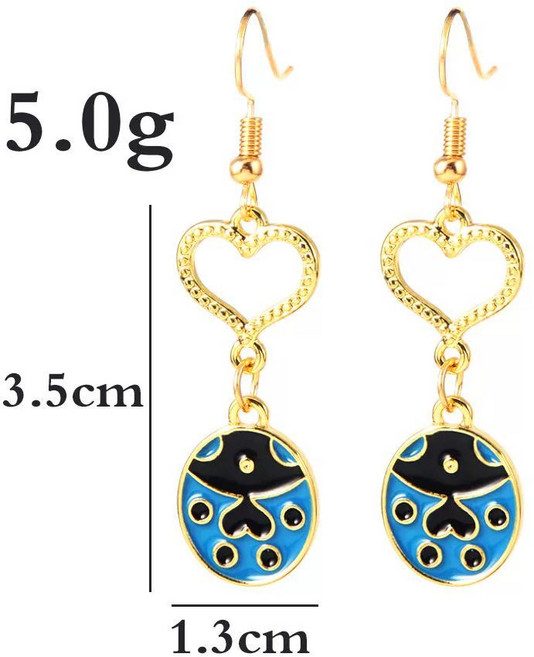 레이디버그 블랙캣 미라클 스톤 코스프레 목걸이 열쇠고리 귀걸이 장식, 하트 무당벌레 귀걸이 훅 】, 1개