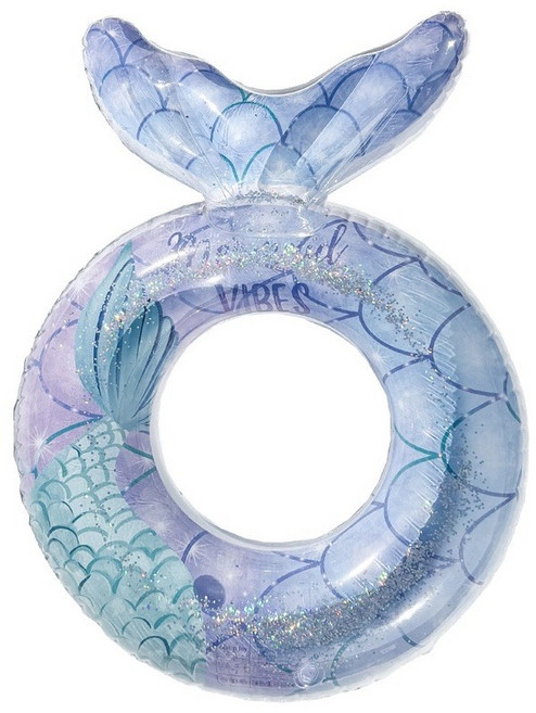 有感選物 人魚亮片泳圈 戲水浮圈, 星空美人魚-藍色#110, 1個