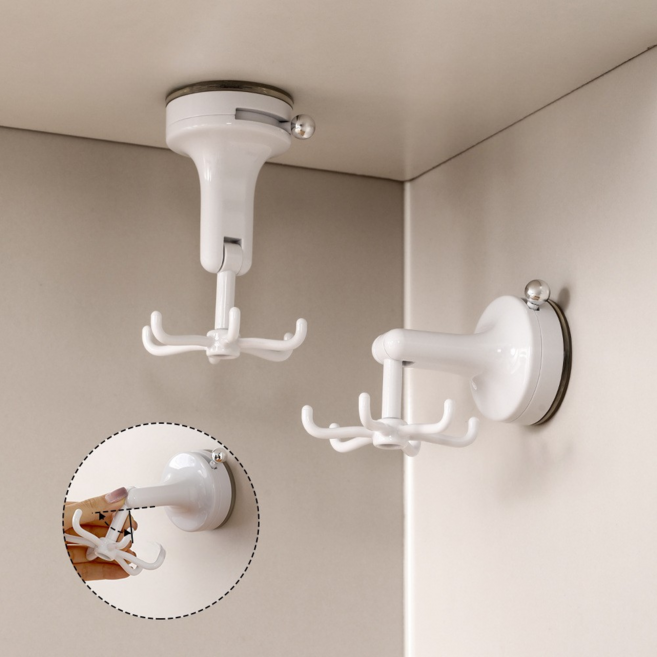 글로윅 강력 흡착식 무타공 회전 주방걸이, 1개, 화이트