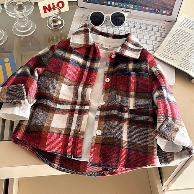 [앙디] W상의 웜그리드셔츠 (W475)_(아동복 아동옷 의류 남아 여아 공용 봄 가을 겨울 체크 남방 간절기 데일리)