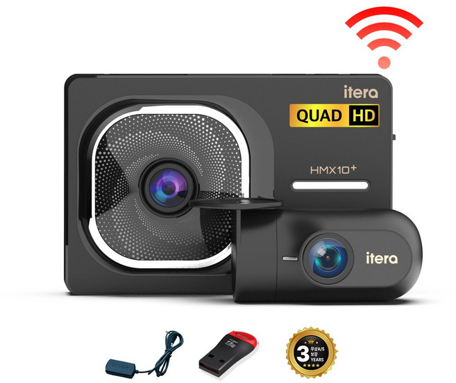 아이테라 QHD WIFI 블랙박스 2채널 32G GPS포함 HMX10 Plus 스마트폰연동 무상 AS 3년 ADAS 초절전 주차대기 127일 셀프장착, 전국출장장착신청+GPS안테나+리더기+쿠폰, 32GB