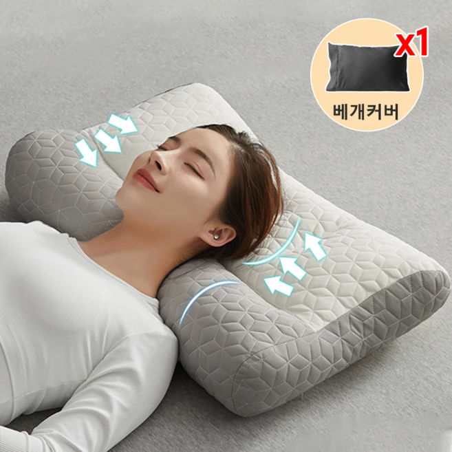 KORELAN 베개 목편한 경추 배게 무료 베갯잇, 그레이, 1개 - 쿠팡