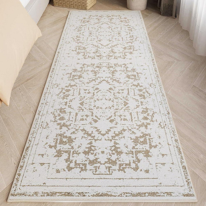Vintage Non Slip Runner Rug for Hallway Bathroom Kitchen 2x5 ft Ultra Soft Boho Carpet Runner wit