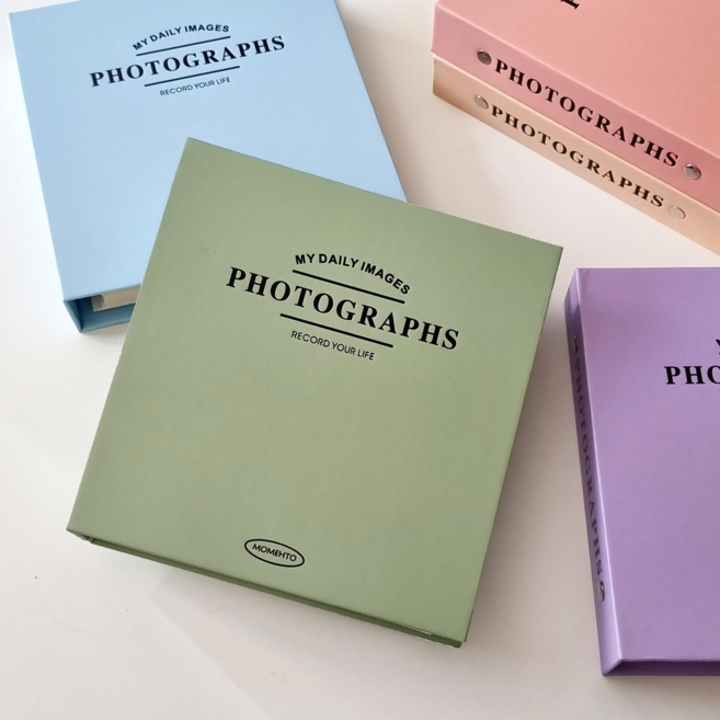 진짜 대용량 샤샤벨 네컷 사진 앨범 접착식 포토북 스크랩북 50매 100페이지, 그린