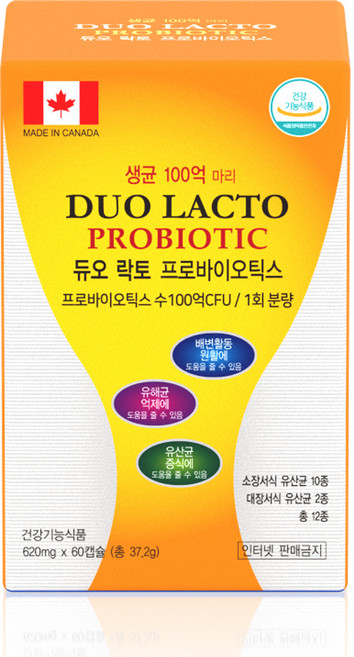 듀오락토 프로바이오틱스 유산균 DUO LACTO, 1개, 60정
