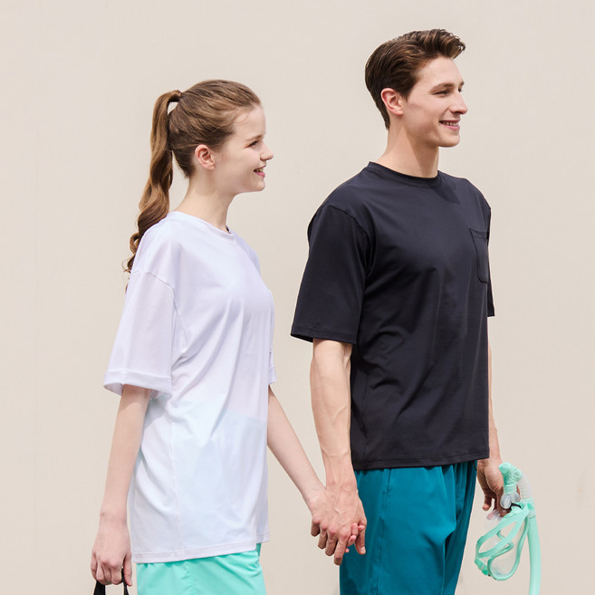 베이직엘르 남여공용 오버핏 서핑클럽 반팔 래쉬가드 BEM-X917