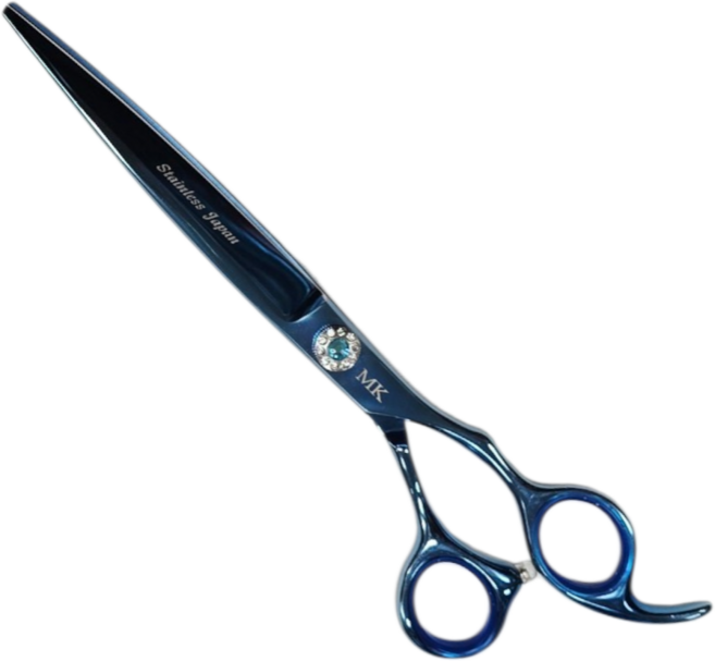 MK 위그가위 7.5인치 WG-B750 애견미용가위 애견학원 볼록가위 강력파워 강아지미용 악어가위 블런트가위, 1개, 블루티타늄