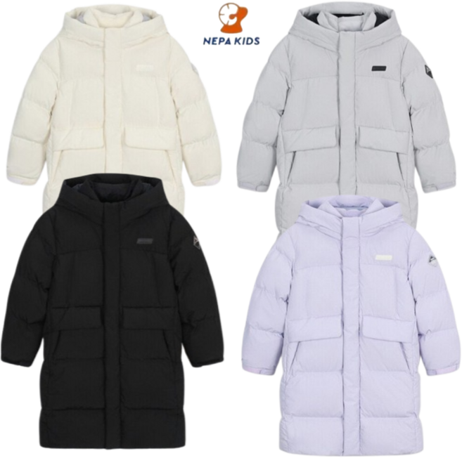 [매장출고] 네파키즈 롱패딩 아동공용 덕다운 간절기 추운겨울날 따뜻하고보온성우수 등하교 활동편한 스키장 캠핑장 썰매장