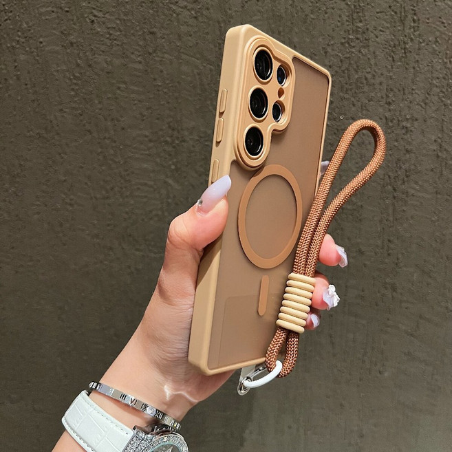 갤럭시 S25 엣지 S24 S23 울트라 플러스 S24FE 케이스용 새 무광 반투명 랜야드 충격 방지 마그네틱 커버 DS-6U