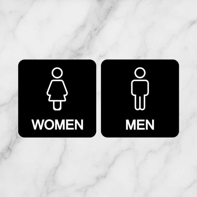 연스튜디오 안내 표지판 부착형 18cm, 남자화장실+여자화장실 화장실 안내판 블랙 1set