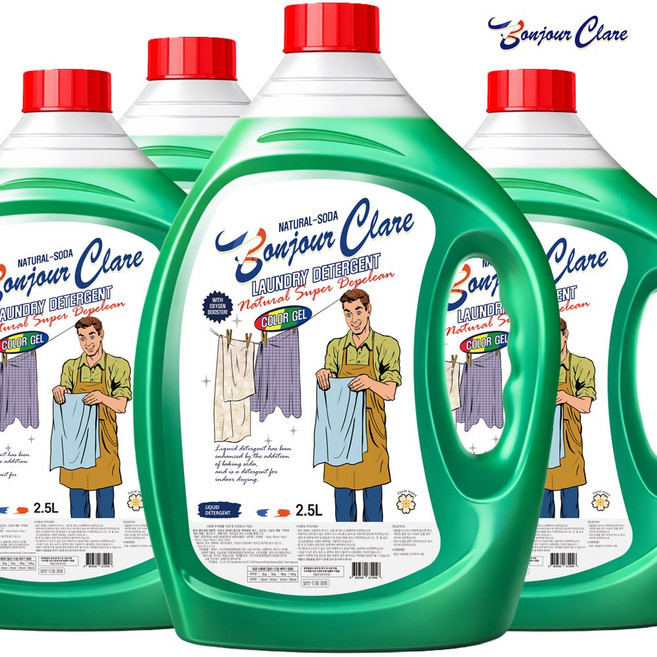 봉쥬르끌레어 컬러젤 액체세제 프로방스 플로랄향 2.5Lx4개 / 실내건조 세탁세제 중성세제, 4개, 2.5L