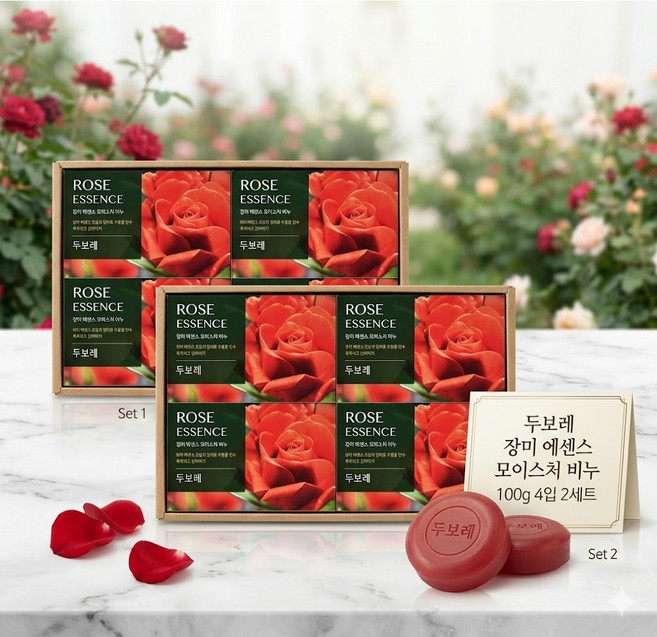해피바스 두보레 장미 에센스비누, 100g, 8개입