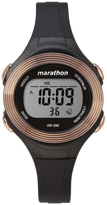 Timex 여성용 Marathon 32mm 디지털 시계 블랙/로즈. 스트랩