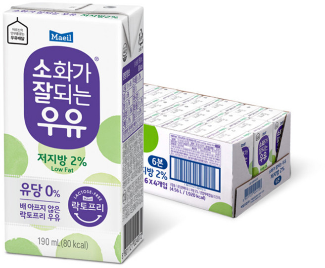 매일 소화가잘되는우유 190ml 5종 24팩 오리지널/저지방/미숫가루/바나나/초코, 24개