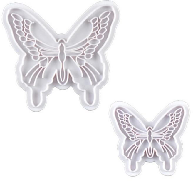 버터플라이 쿠키 커터 비스킷 몰드 케이크 퐁당 설탕 크래프트 나비 모양 스탬프 장식 패스트리 슬라이서 2, 02 2개 1세트., 1개