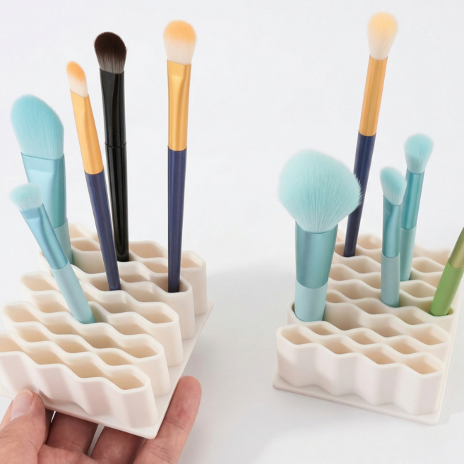 [한정특가] 웨이브 브러시홀더 실리콘 꽂이, 2개, 화이트