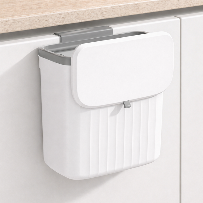 Somang 틈새 싱크대 휴지통 벽걸이 휴지통, 화이트