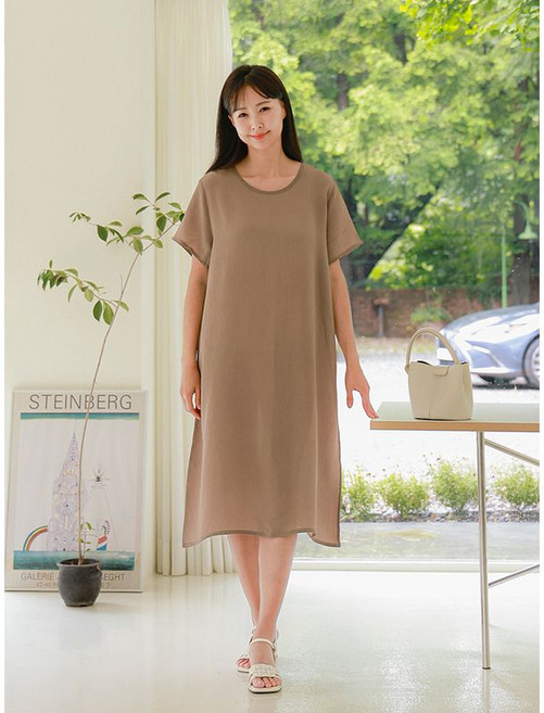 드리다 엄마옷 여성 여름 요루 인견 빅사이즈 반팔 원피스 40-50대 미시 중년여성 마담 아줌마옷 하객 선물