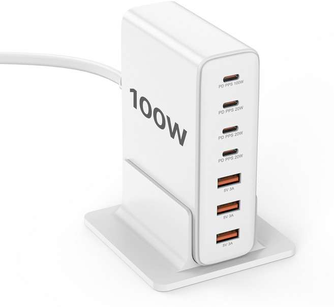 수피 노트북 100W 7포트 PD PPS C타입 초고속 멀티충전기 CS71, 1개, 화이트