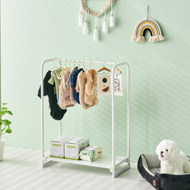 아이템톡 멍뭉이 옷정리 선반 행거 국내생산, 화이트