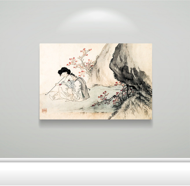 명화액자 김홍도 춘화첩 아크릴액자 원목디아섹 캔버스액자, 15×20cm(작품비율조정)
