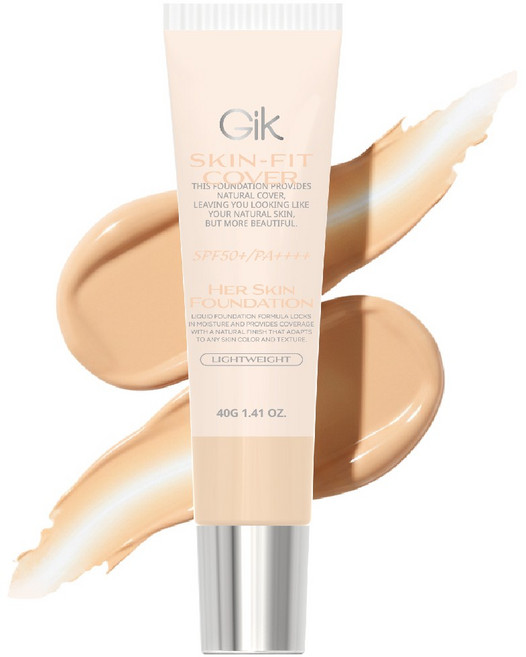 GIK 허스킨 3중 기능성 광채 밀착 커버 올인원 롱래스팅 파운데이션 SPF50+ PA++++, 원컬러, 1개