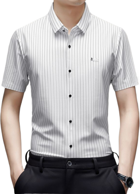 남성용 스판 반팔 셔츠 슬림 카라 단체 셔츠 댄스복 상의 Men's Shirts 2C568