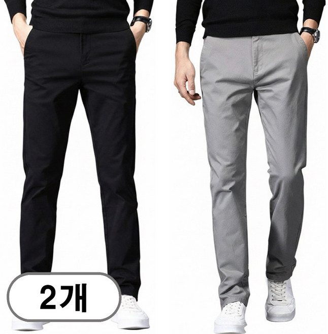 차쿠 1+1 남성 캐주얼 스판 바지 면바지 코튼 팬츠 작업바지 여름 겨울 기모 스판바지 중년 빅사이즈