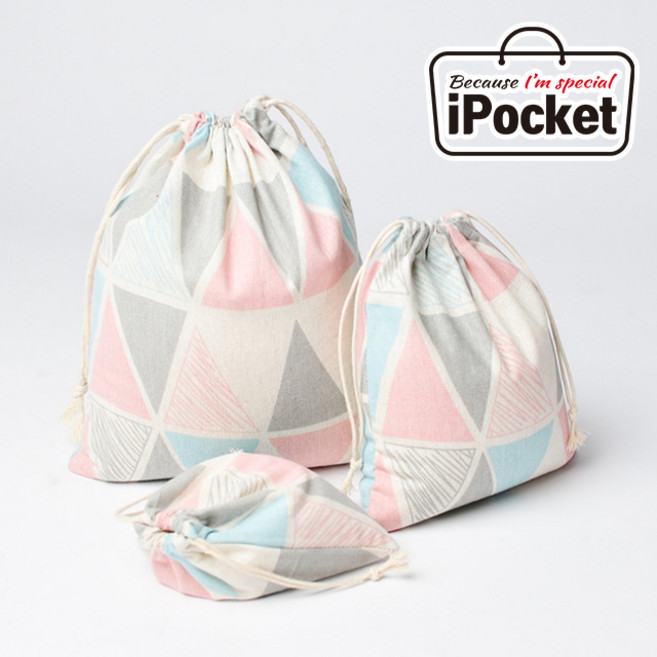 IPOCKET 아이포켓 삼각패턴 복주머니 조리개 파우치