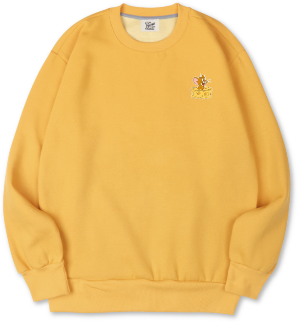 벤힛 톰과제리 치즈 자수 특양면 오버핏 맨투맨 빅사이즈 WBTJOM2303F