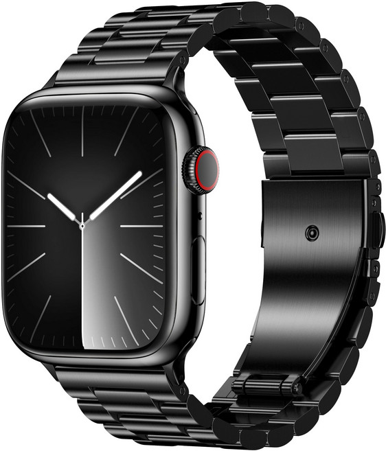 OULUOQI 애플워치 갤럭시워치 호환 메탈 밴드 스트랩 3연 스테인리스 쥬빌레 교체 스트랩 / 탄성 메탈 밴드, 1개, 블랙