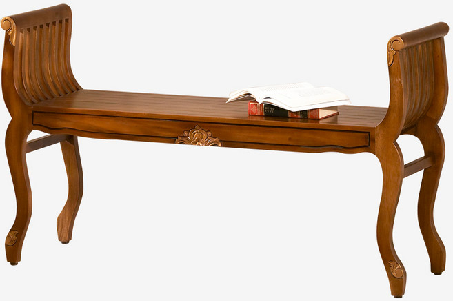 [유캐슬] 마호가니 엔틱 원목 2인용 벤치_착불배송, 단품, 1개