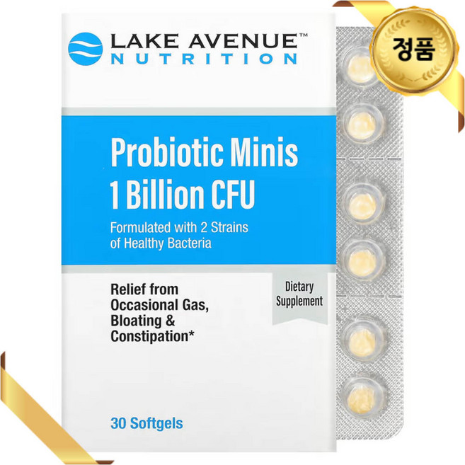 Lake Avenue Nutrition 프로바이오틱 미니스 건강한 2종 박테리아 10억 CFU 미니 소프트젤 30정, 1개