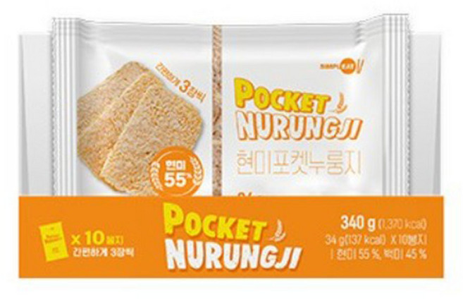 심플잇 현미포켓누룽지 10개입, 340g, 1개
