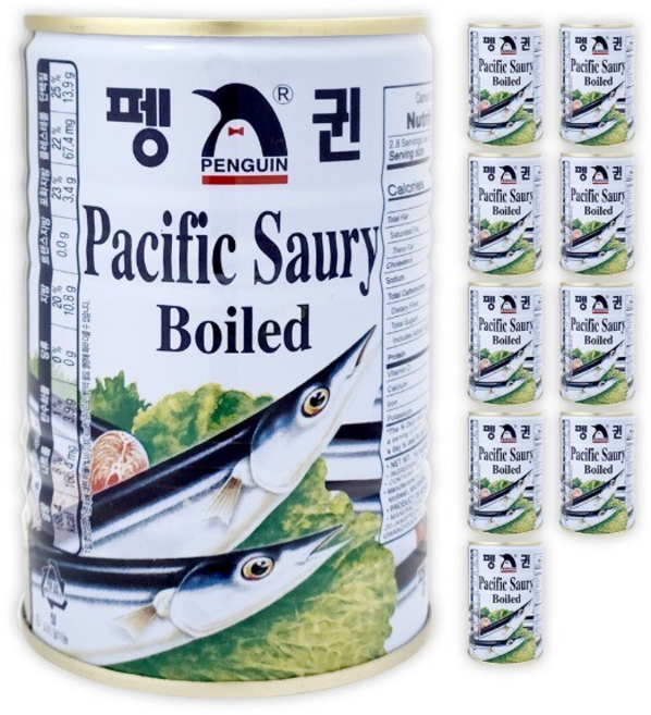 펭귄 꽁치 통조림 보일드 팽귄 꽁치캔, 400g, 10개