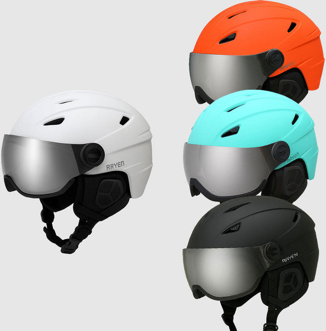 RAYEN 스키헬멧 스노우보드 헬멧 바이저 일체형 성인 남성 여성, 화이트, 1개