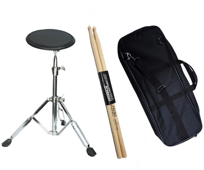 루딕 드럼 연습패드+가방 패키지 셋트-실리콘 패드 8인치+전용 가방+전용 스탠드+스틱1조, 블랙세트+사각가방, 신명 패드스탠드