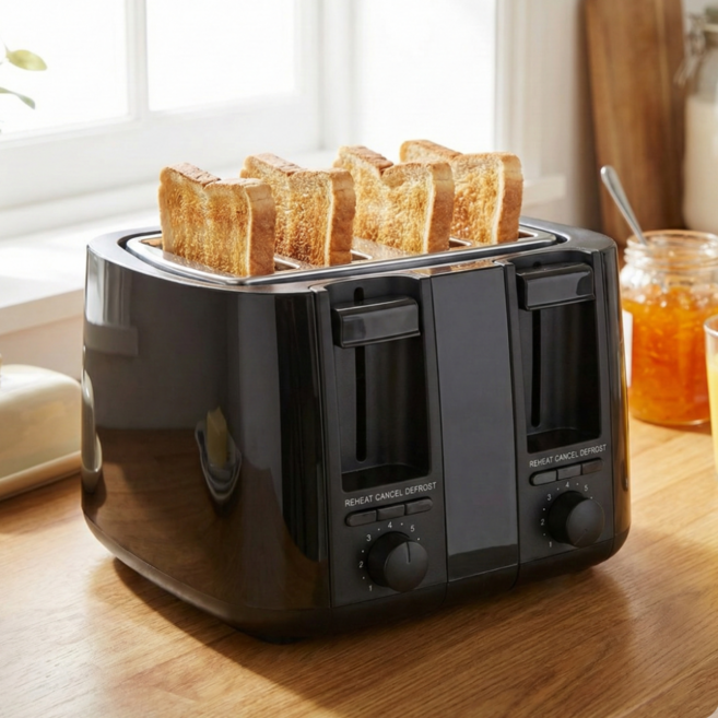 빵굽는기계 토스트기계 4구 토스트기 토스터기 나비 NV200-TST4, 블랙 / 커버형