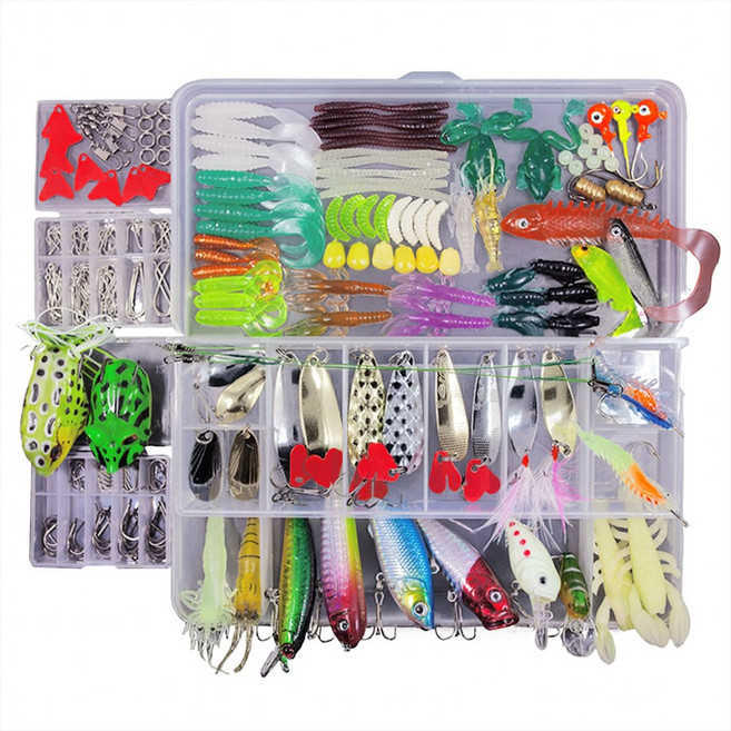 lureset 민물 바다 루어미끼 루어웜 쉐드웜 미노우 배스루어 인조미끼 가짜미끼, E세트 240종, 1세트