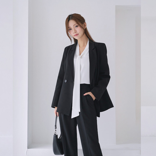 더웨이나인 여성 정장 자켓 세미 빅사이즈 면접 검정 이안 Jacket