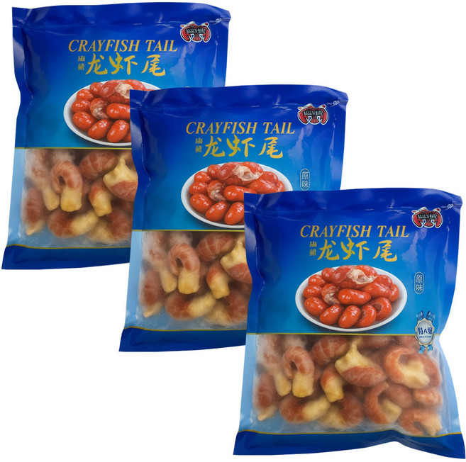 중국산 룽샤웨이 민물 가재 꼬리 마라룽샤 냉동가재 500g, 3개