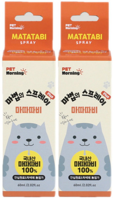 펫모닝 마법의 스프레이 고양이 간식 마따따비 PMC-380, 60ml, 2개