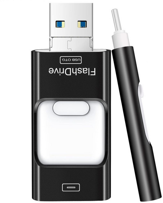 四合一高速USB 3.0金屬隨身碟 手機擴容 蘋果/安卓/電腦隨身, 1個, 四合一時尚黑【旗艦店大容量】-2TB, 四合一時尚黑【旗艦店大容量】-2TB