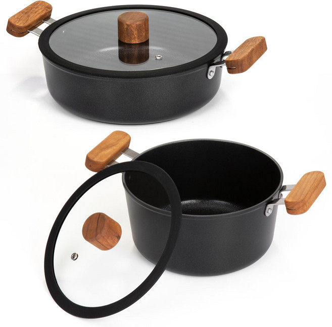 오슬로 냄비 IH 2종세트 유리뚜껑 양수20+전골24 인덕션 직화 냄비, 기본, 1개