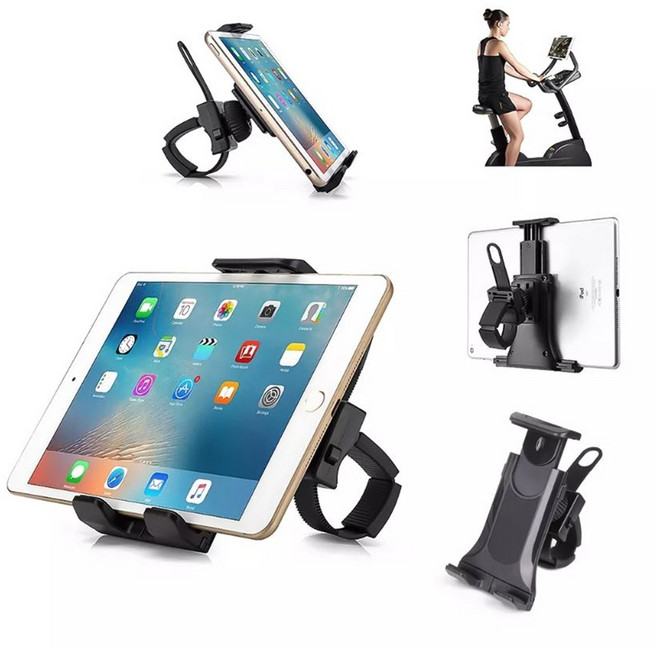 라온파인 홈트 자전거 런닝머신 태블릿 유모차 핸드폰 거치대, 블랙, 1개