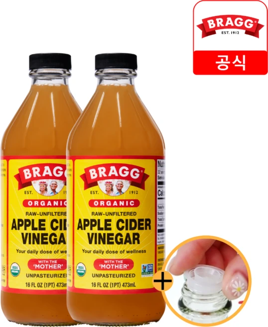 브래그 에플사이다비네거 유기농 사과 식초, 473ml, 2개 - 쿠팡