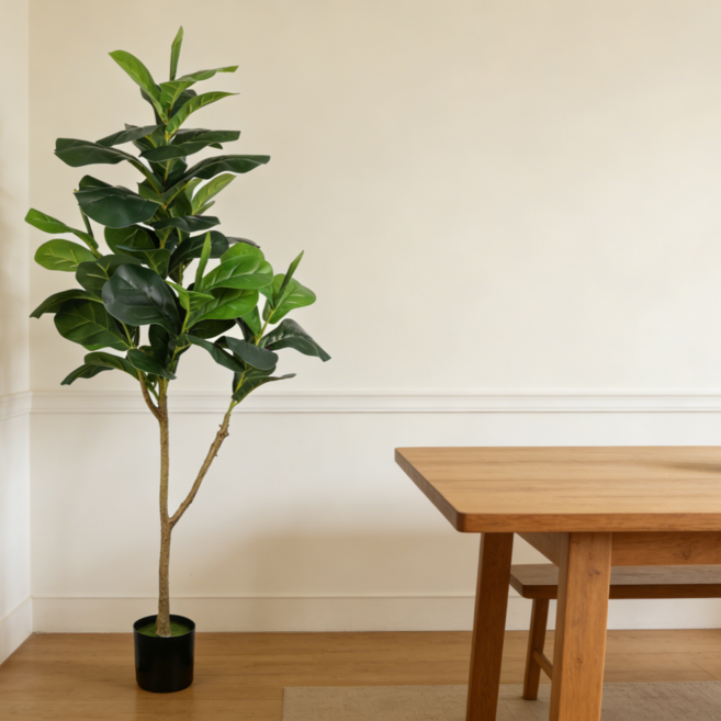모던마켓 홈 인테리어 인조식물 떡갈 나무 화분 홈 데코 인조조화 관리 쉬움 무화과 사무실 회의실 카페 매장 스튜디오 카페 침실 장식용 선물용 조화분 120CM, 1개, 그린